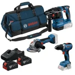 Kit  ferramentas  GSB18V-65 + GWS 18V-8 + GBH18V + 2 BAT  4,0Ah + CARREGADOR   GAL 18V-40  + SACO