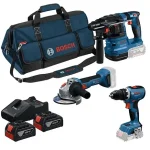 Kit  ferramentas  GSB18V-65 + GWS 18V-8 + GBH18V + 2 BAT  4,0Ah + CARREGADOR   GAL 18V-40  + SACO