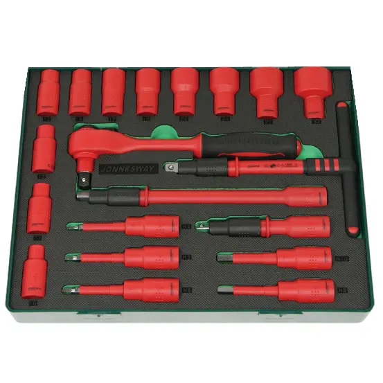 Jogo de 20 peças 1/2" com roquete isolado a 1 000V Jogo de 20 peças 1/2" com roquete isolado a 1 000V